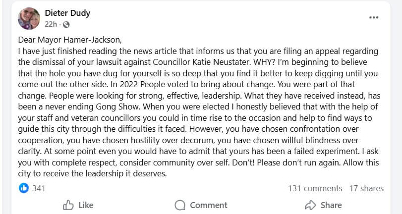 Deiter Dudy's Facebook post