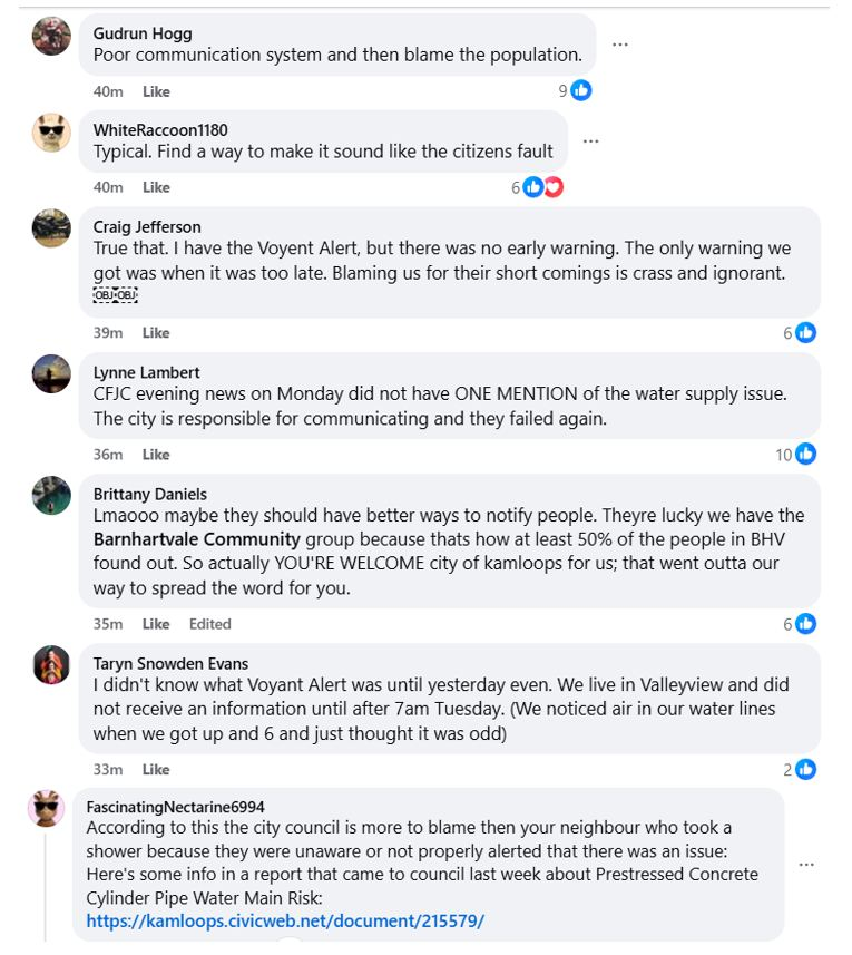 Resident comments describing lack of emergency notification