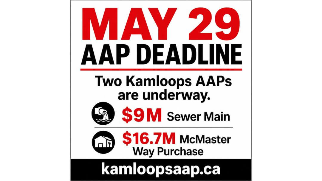 Kamloops AAP deadline May 29 sewer and McMaster borrowing proposals