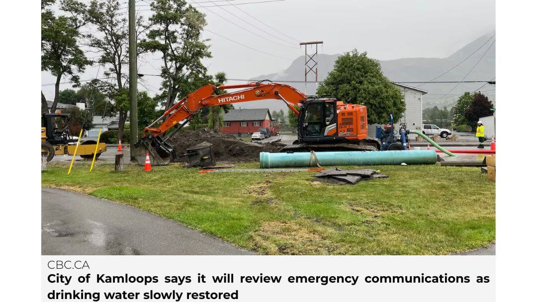 CBC article about Kamloops reviewing emergency communications after water outage