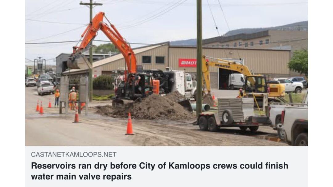 Kamloops water main repair and reservoir outage news coverage