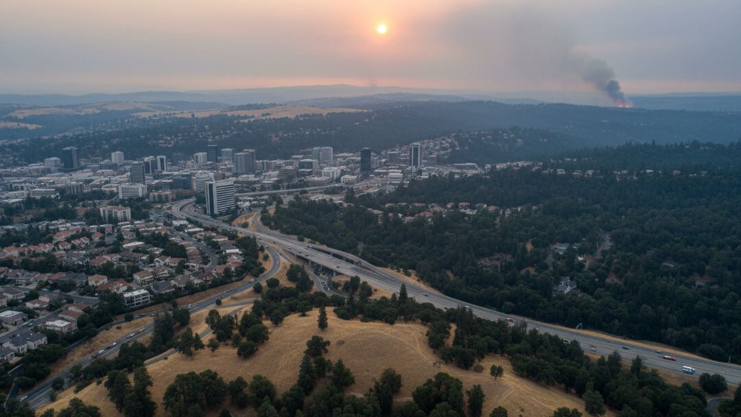 Urban interface wildfire risk near residential areas